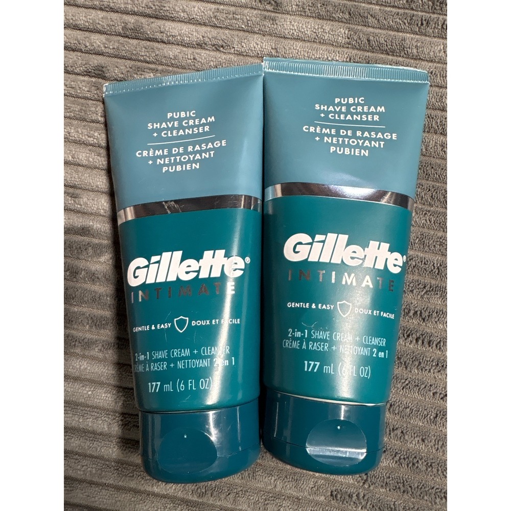 Gillette Intimate Pubic Shave Cream + Cleanser 2-in-1 Aloe 6oz 2 Pack Mens NEW